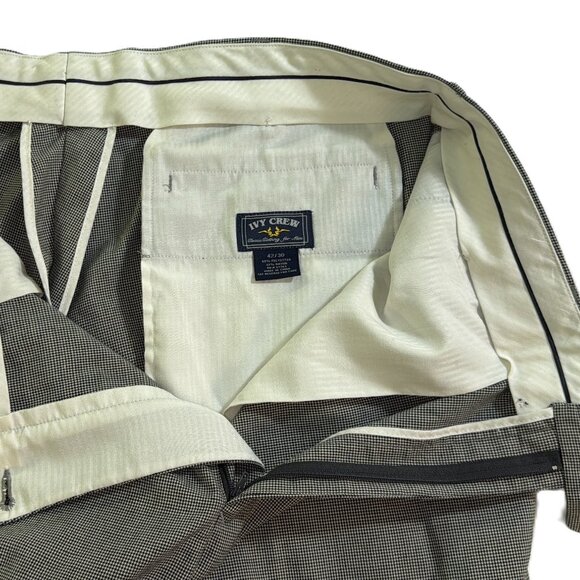 NWOT IVY Crew Slacks-Pants Men's 42X30 Gray Houndstooth Pleated, Creased, Cuffed - Picture 13 of 16